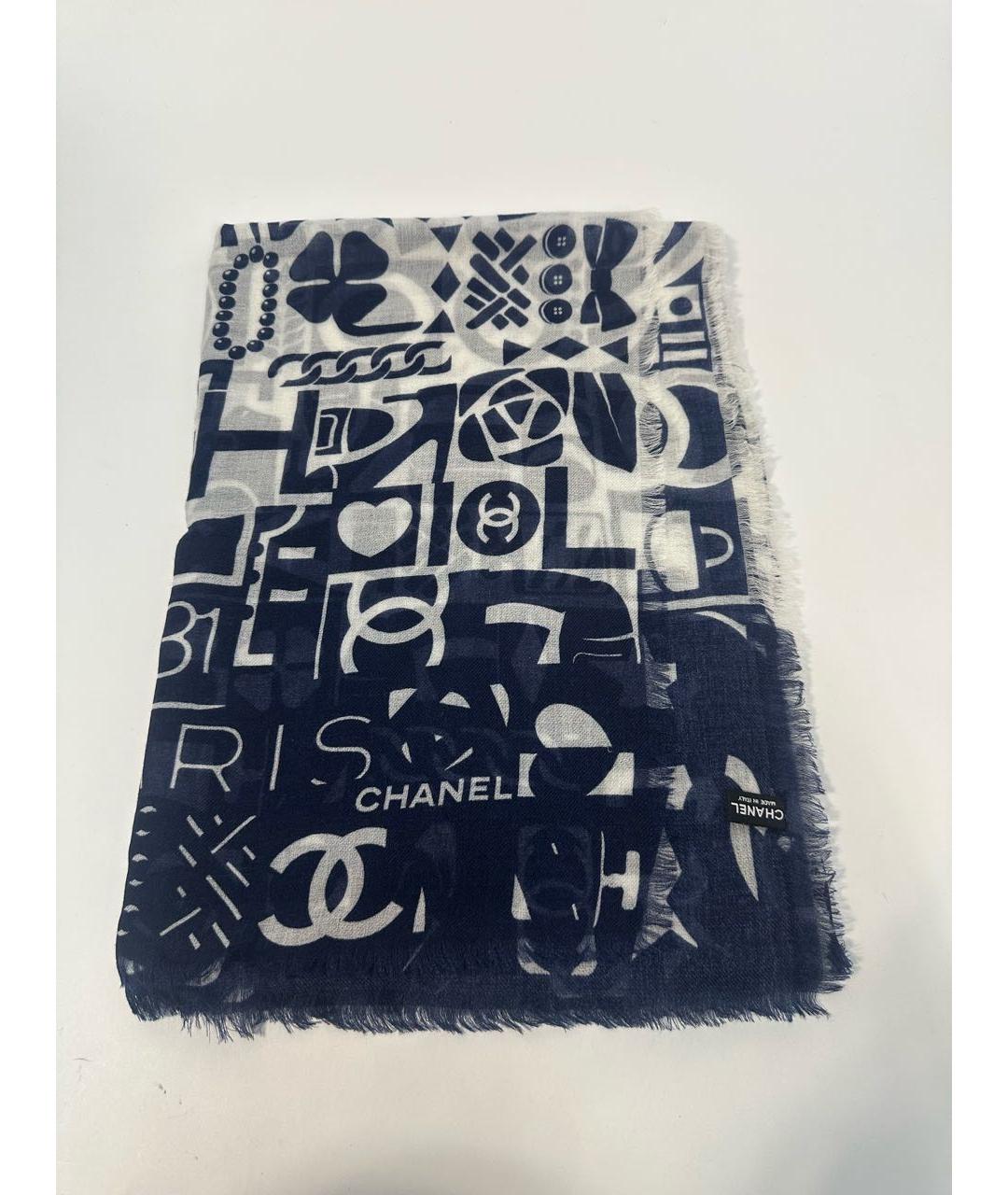 CHANEL Синий кашемировый платок, фото 8