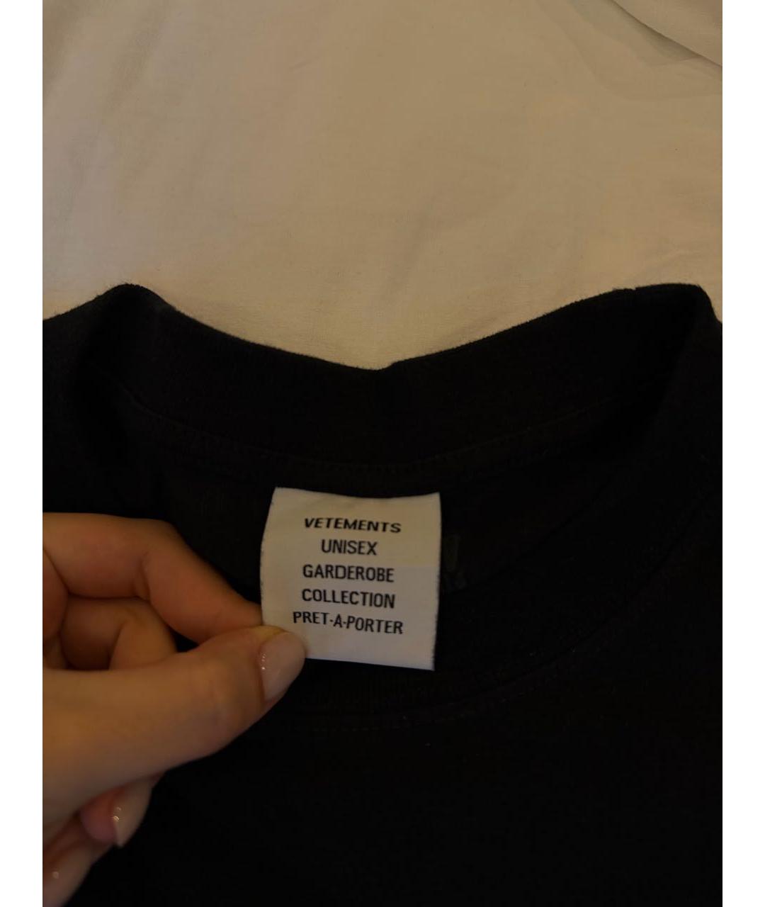 VETEMENTS Черная хлопковая футболка, фото 5