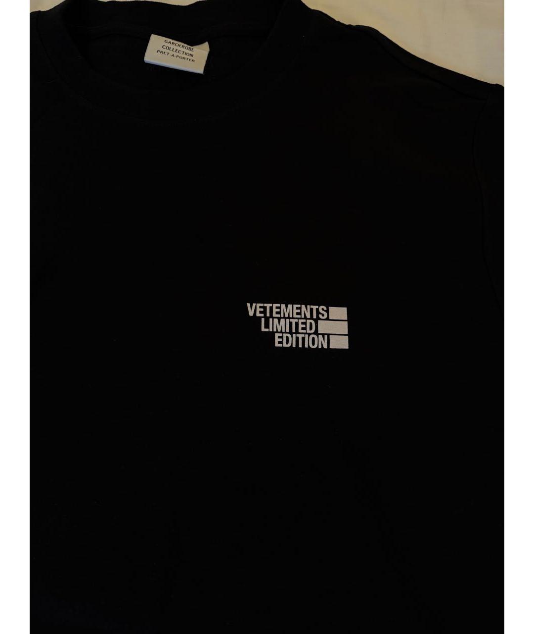 VETEMENTS Черная хлопковая футболка, фото 4