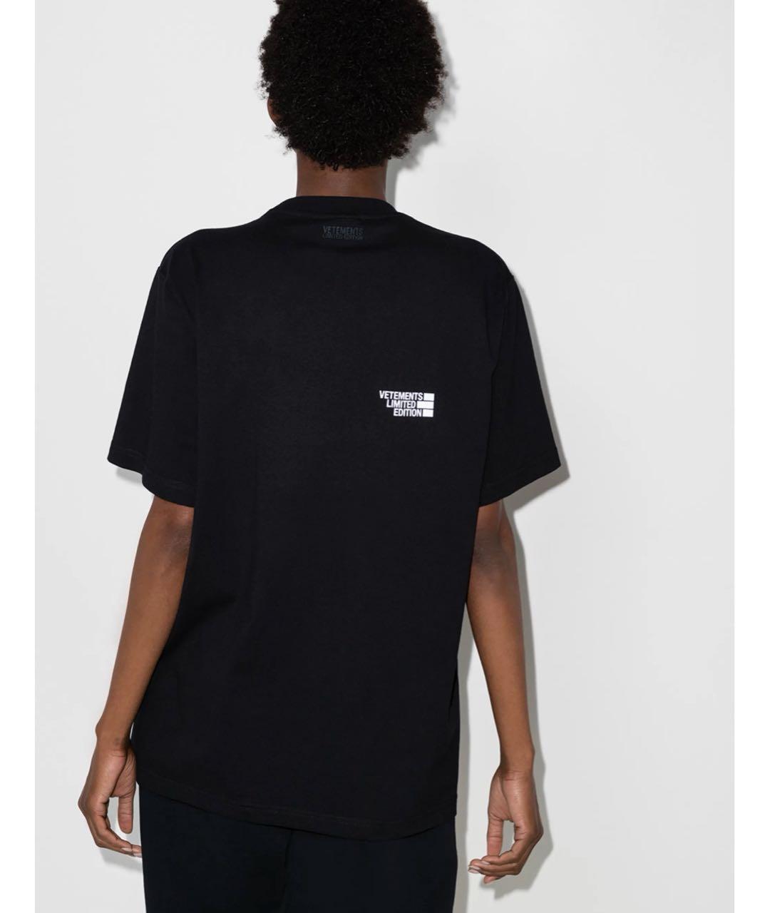 VETEMENTS Черная хлопковая футболка, фото 2