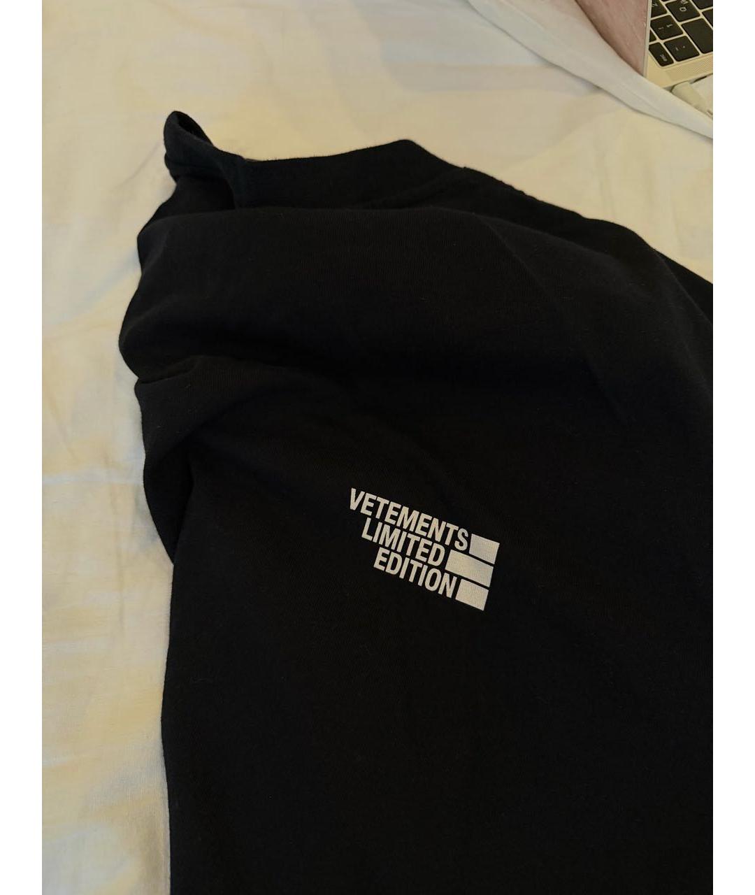 VETEMENTS Черная хлопковая футболка, фото 6