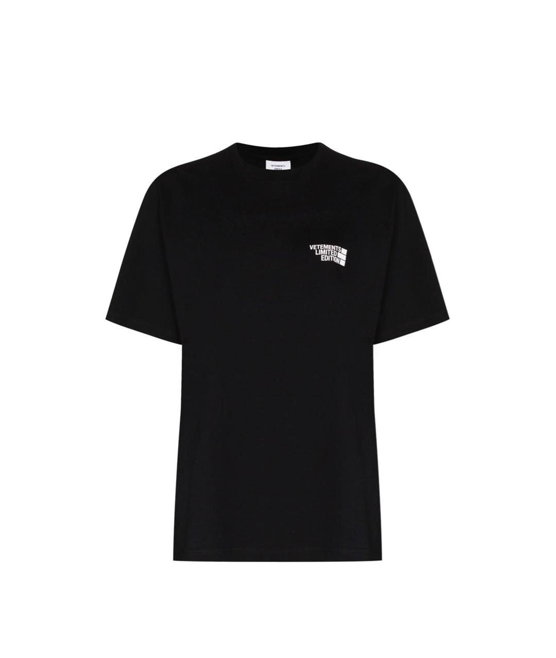 VETEMENTS Черная хлопковая футболка, фото 7