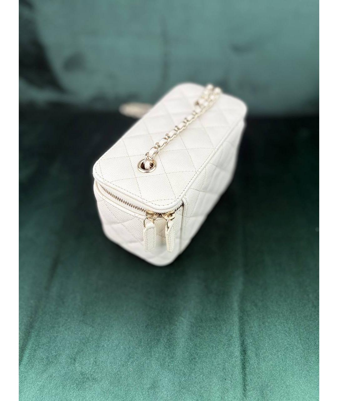 CHANEL Белая кожаная сумка через плечо, фото 5