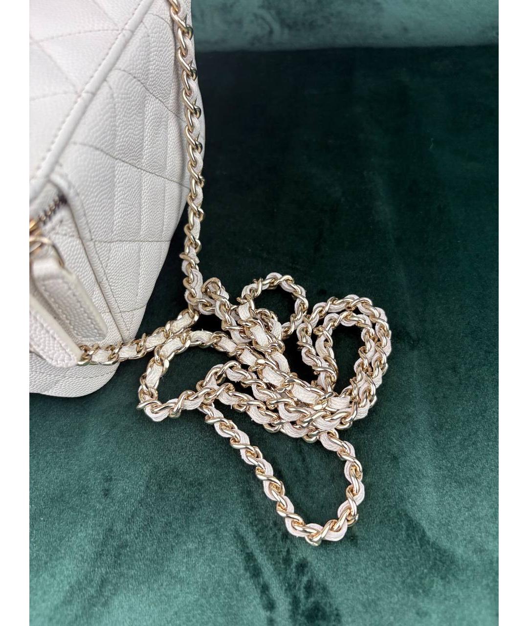 CHANEL Белая кожаная сумка через плечо, фото 7