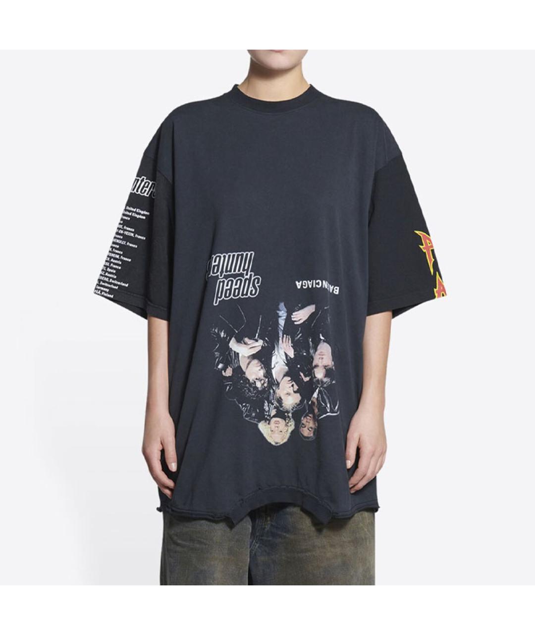 BALENCIAGA Синяя хлопковая футболка, фото 3