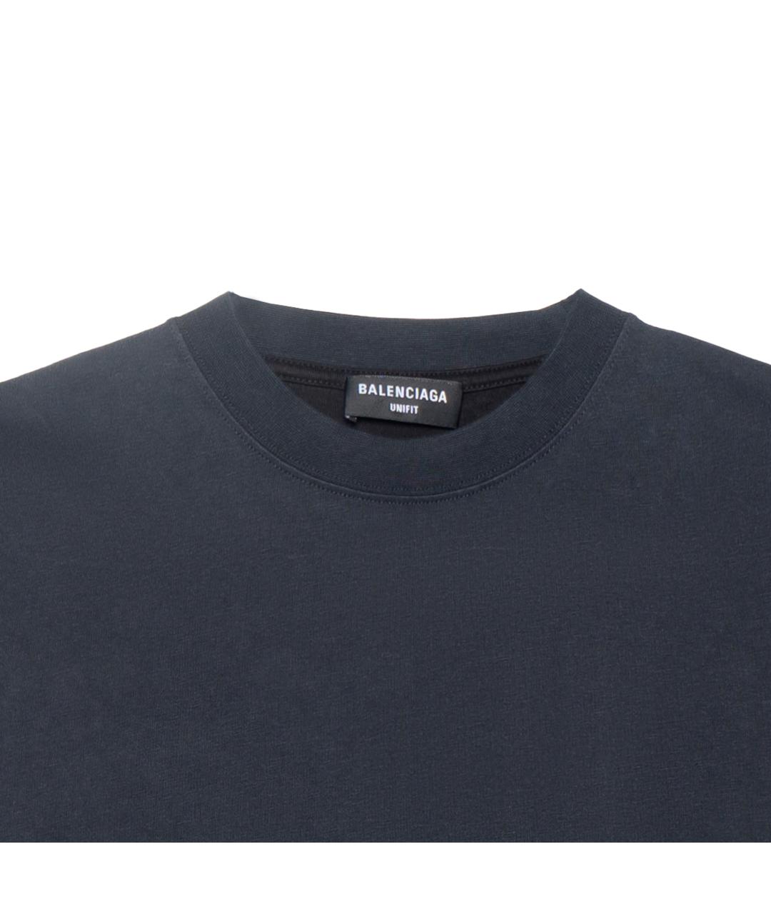 BALENCIAGA Синяя хлопковая футболка, фото 6