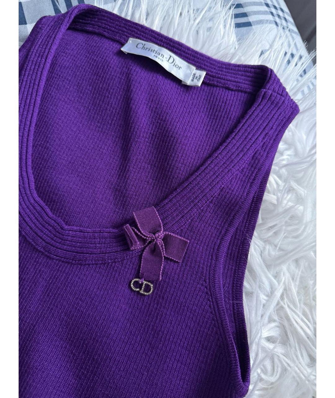 CHRISTIAN DIOR Фиолетовая шерстяная майка, фото 4