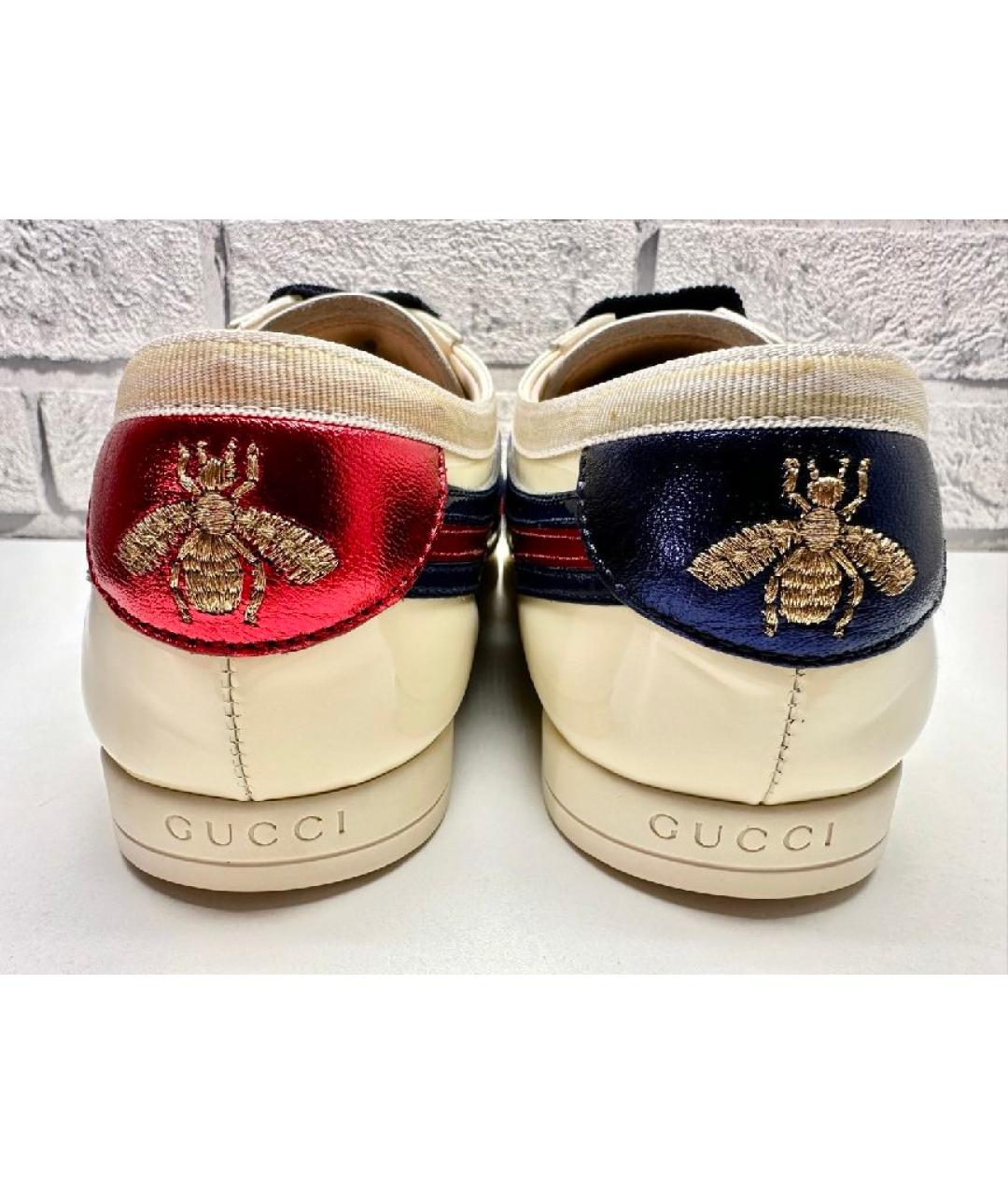 GUCCI Бежевые кожаные кеды, фото 4