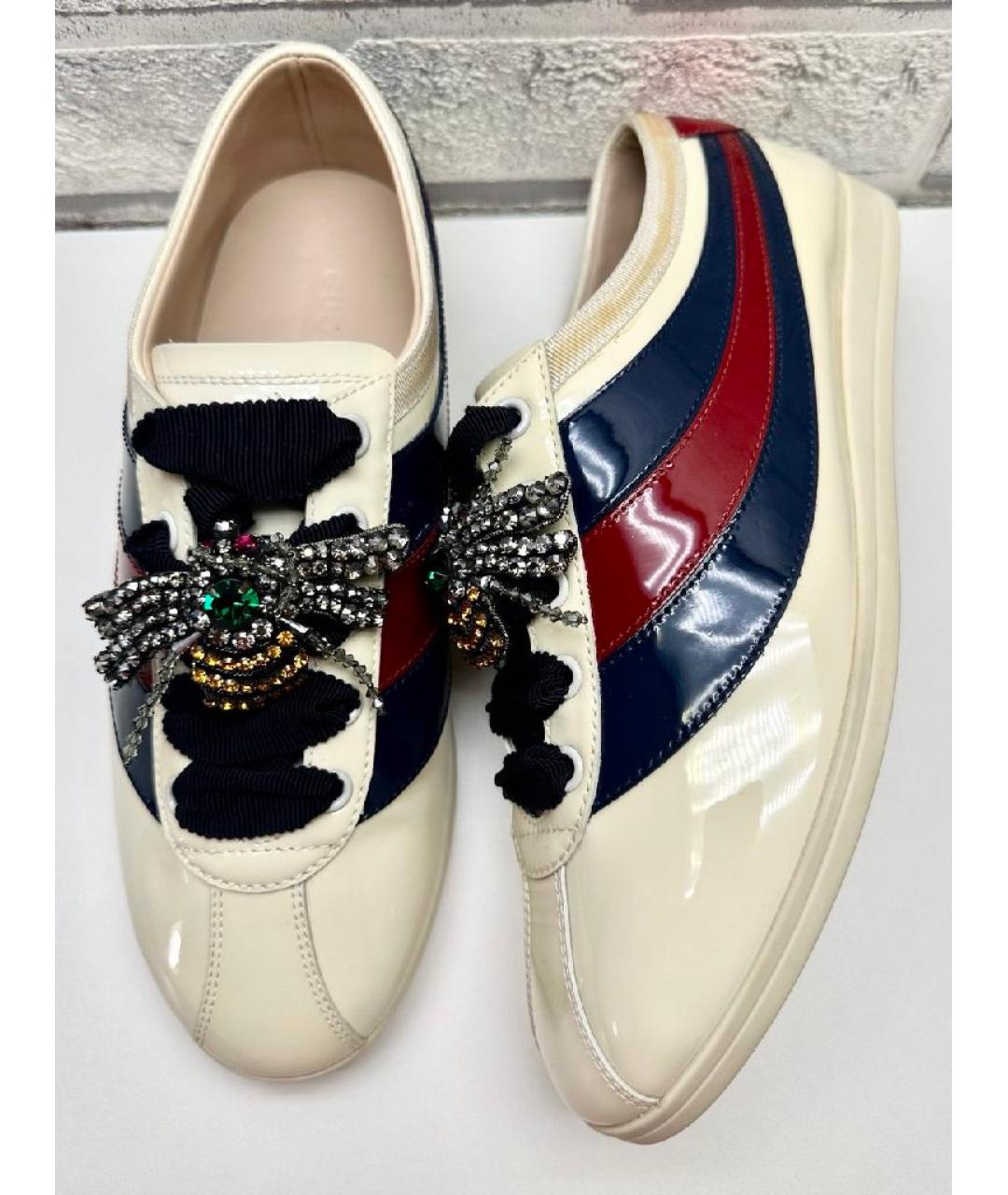 GUCCI Бежевые кожаные кеды, фото 10