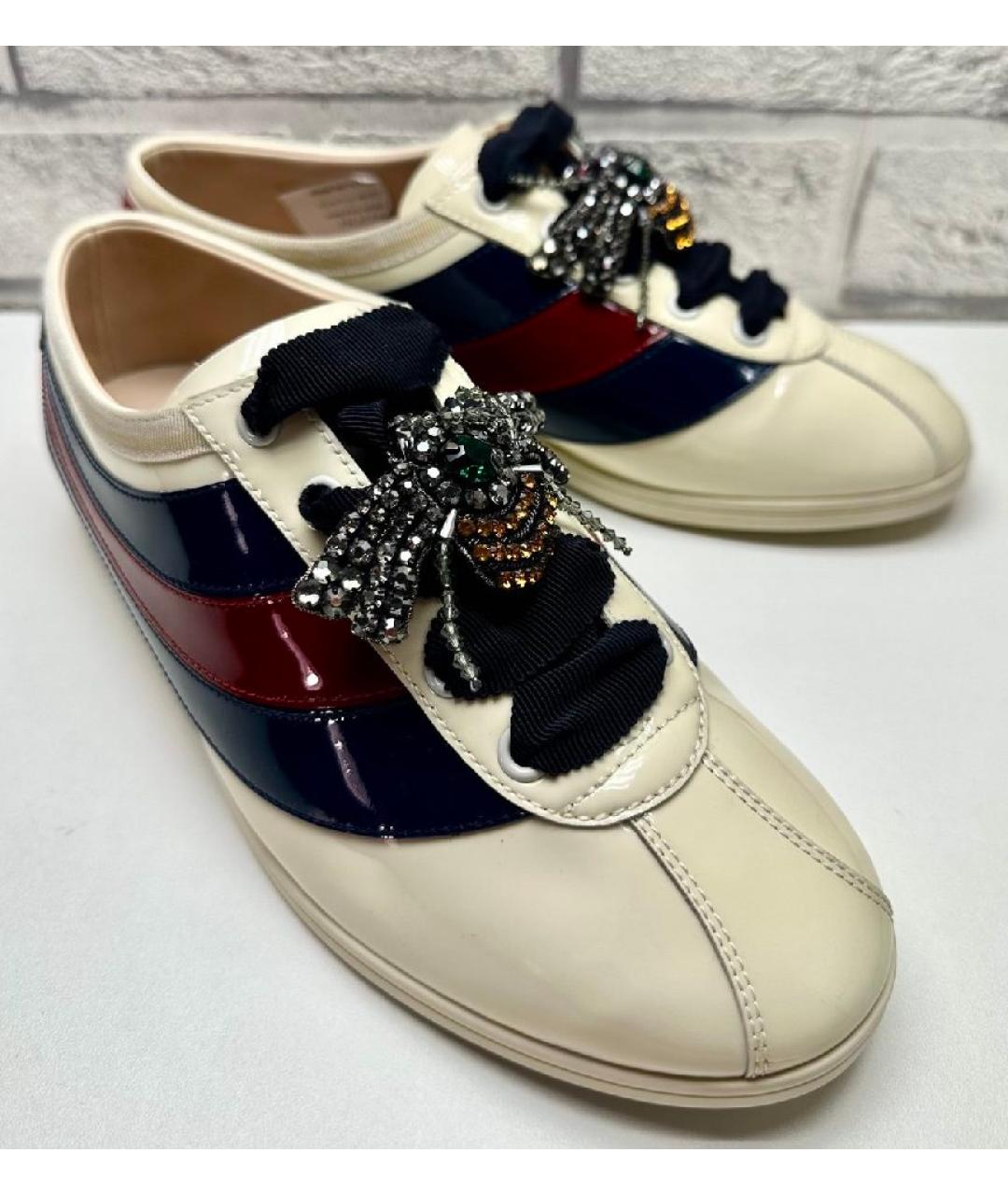 GUCCI Бежевые кожаные кеды, фото 7