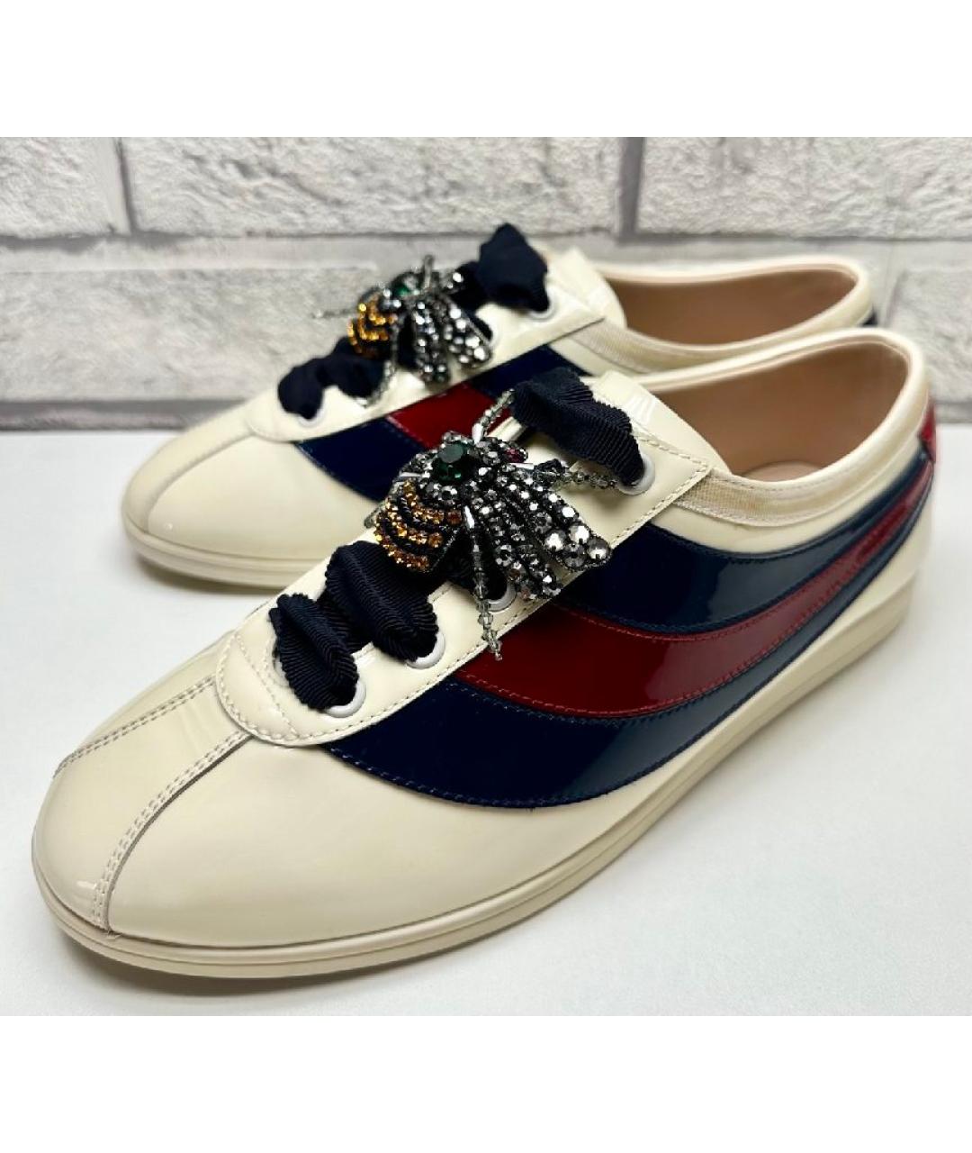 GUCCI Бежевые кожаные кеды, фото 2