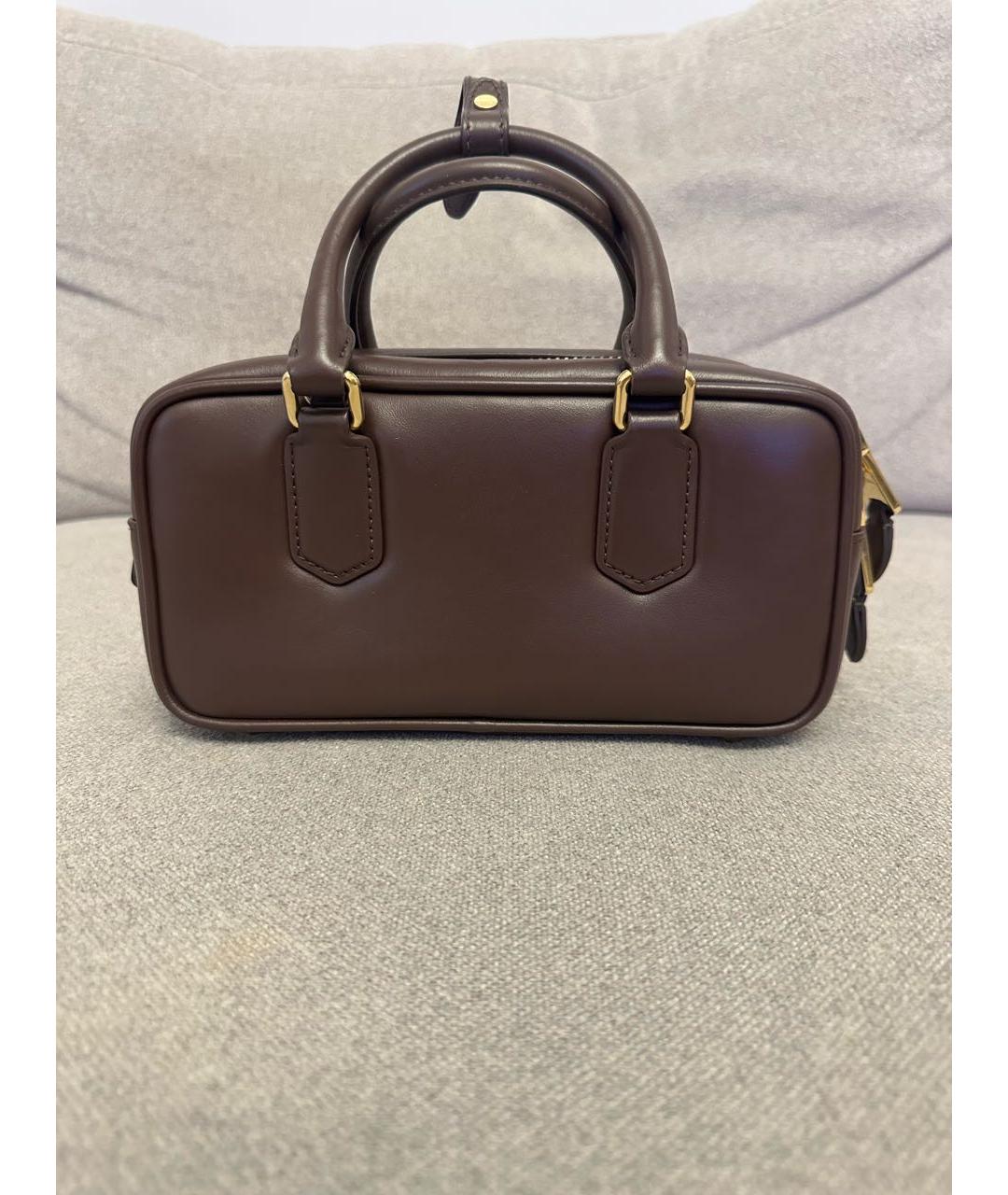 MIU MIU Коричневая кожаная сумка с короткими ручками, фото 3