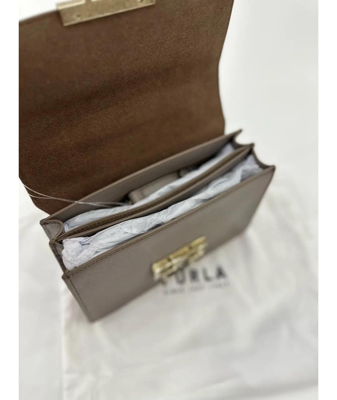 FURLA Бежевая кожаная сумка с короткими ручками, фото 4