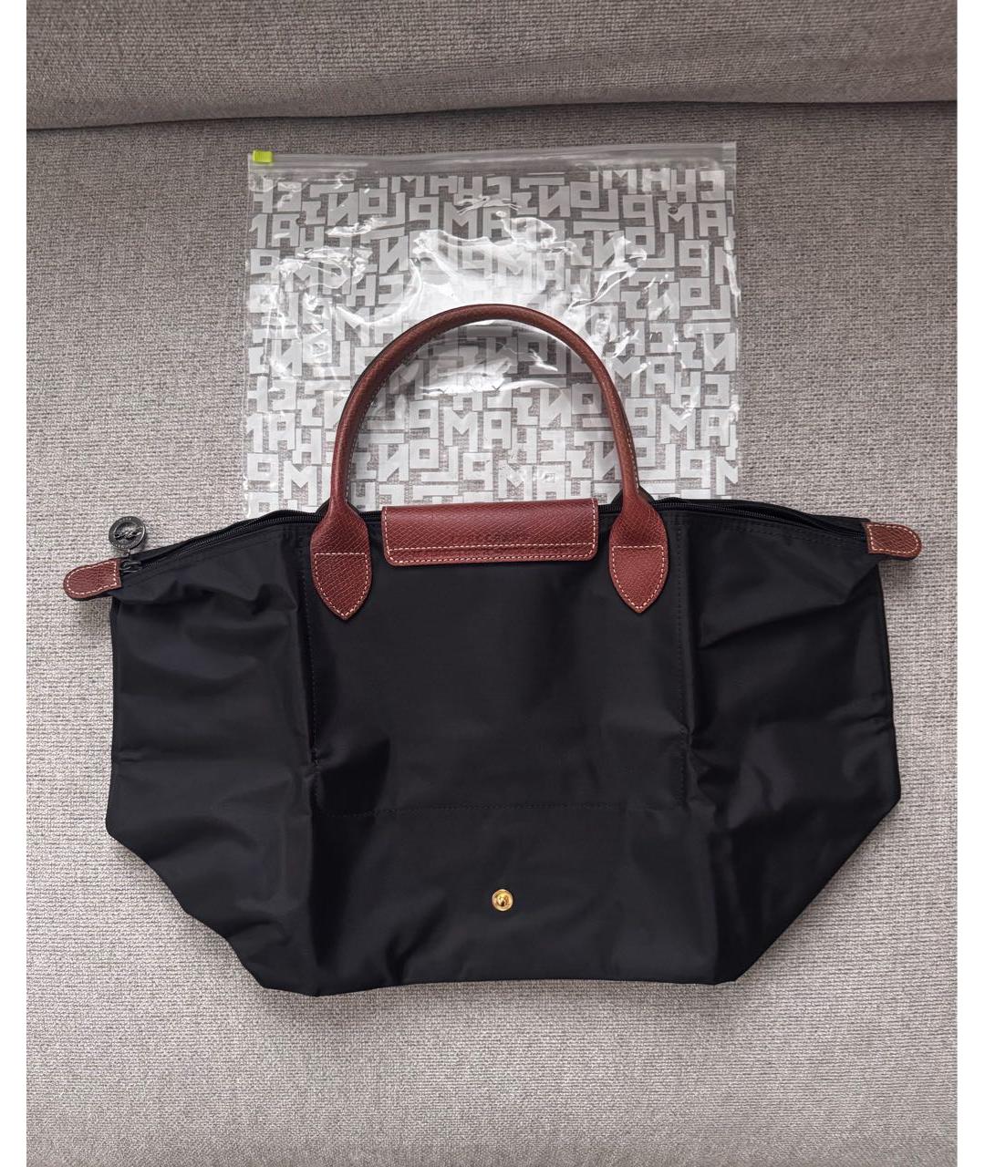 LONGCHAMP Черная тканевая сумка с короткими ручками, фото 3