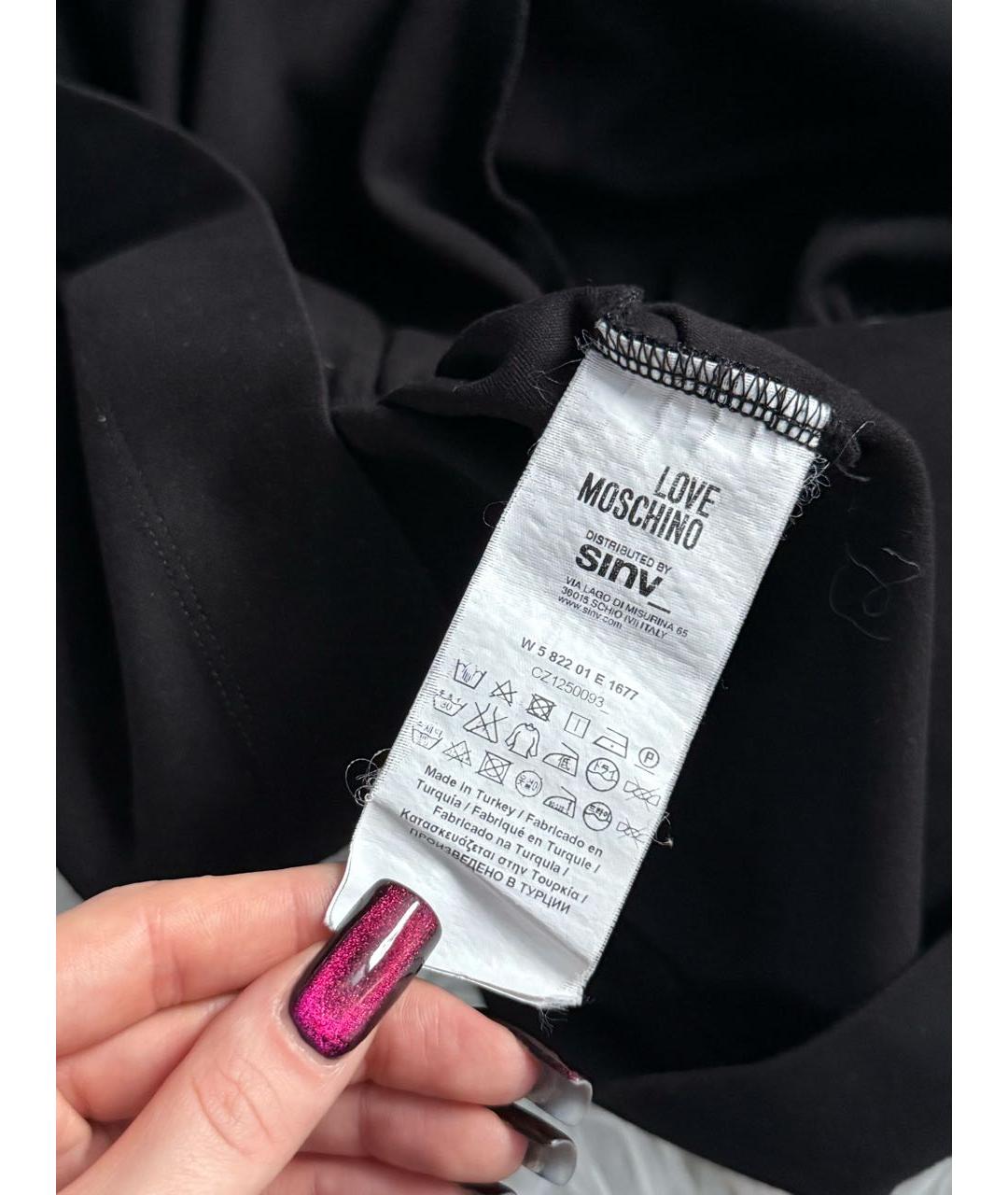LOVE MOSCHINO Черное вискозное повседневное платье, фото 6