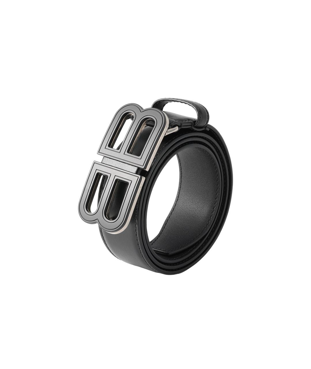 BALENCIAGA Черный кожаный ремень, фото 2