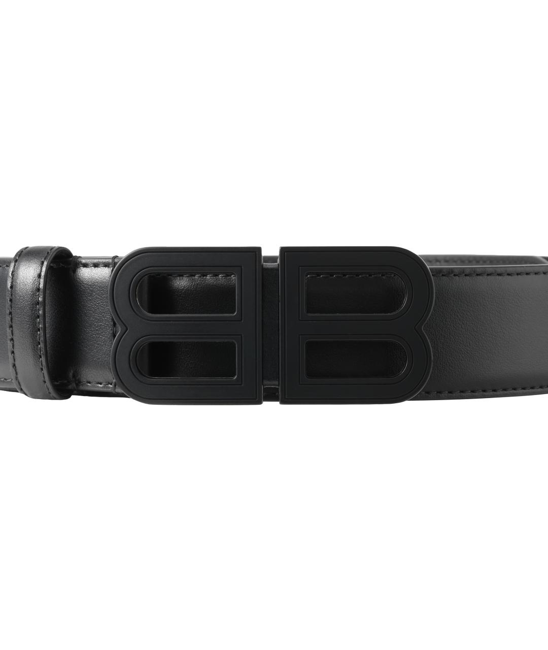 BALENCIAGA Черный кожаный ремень, фото 3