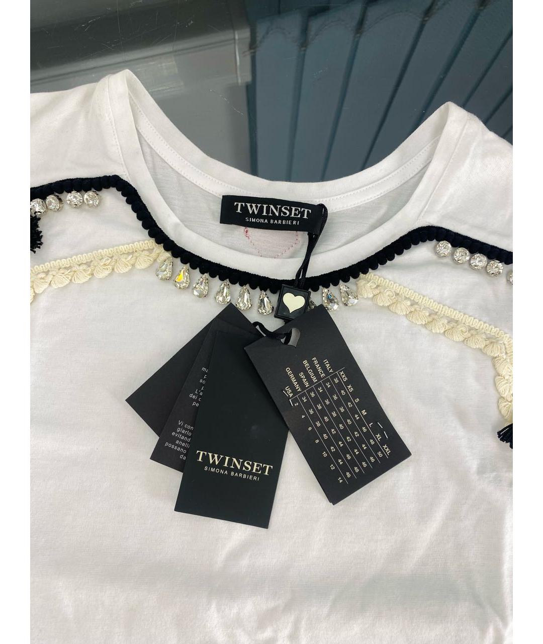 TWIN-SET Белая хлопковая майка, фото 3