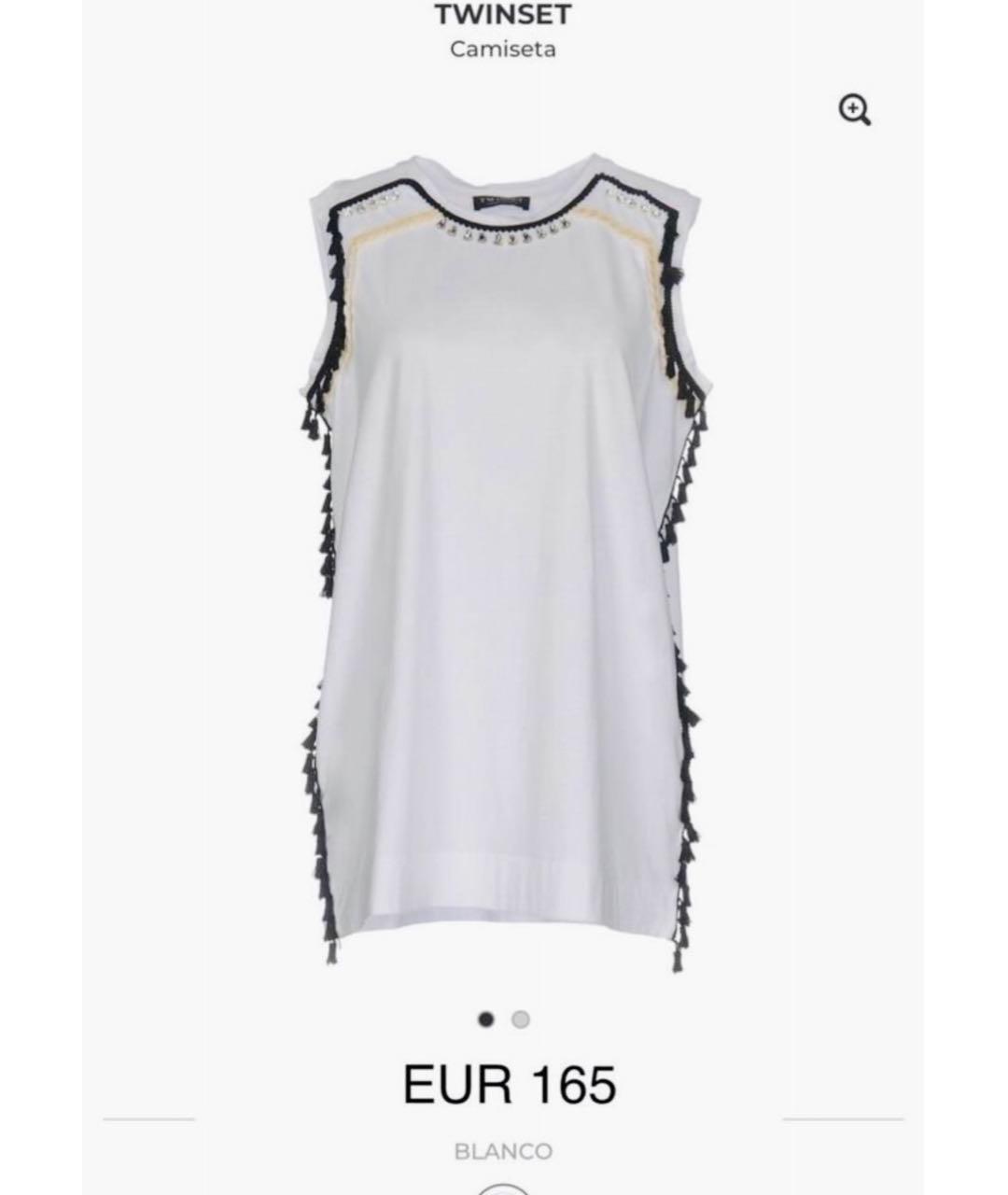 TWIN-SET Белая хлопковая майка, фото 7