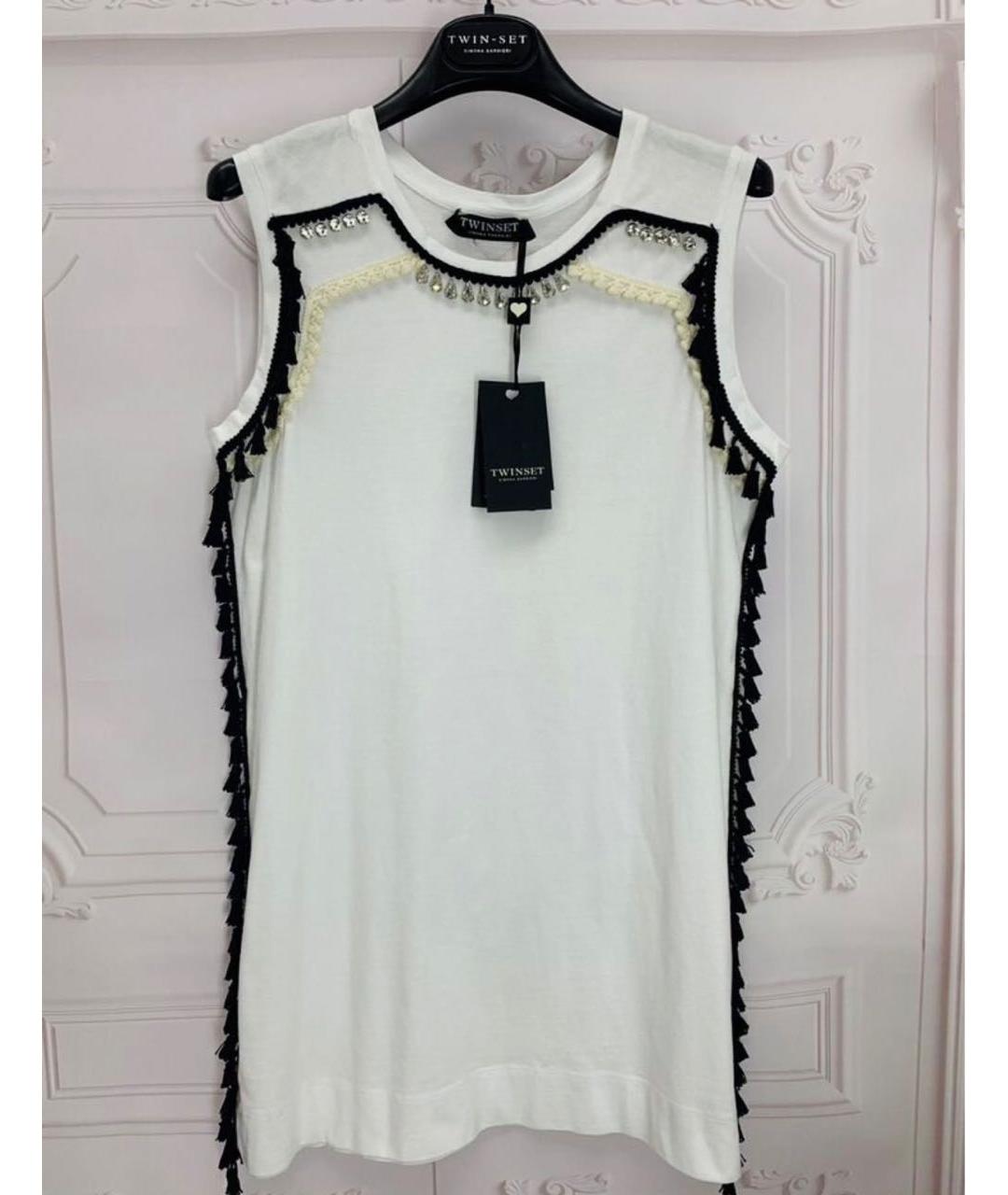 TWIN-SET Белая хлопковая майка, фото 5