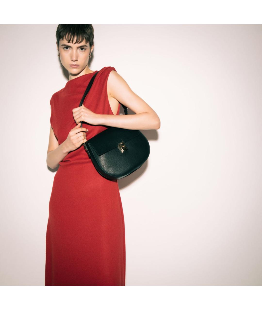 FURLA Черная кожаная сумка через плечо, фото 6