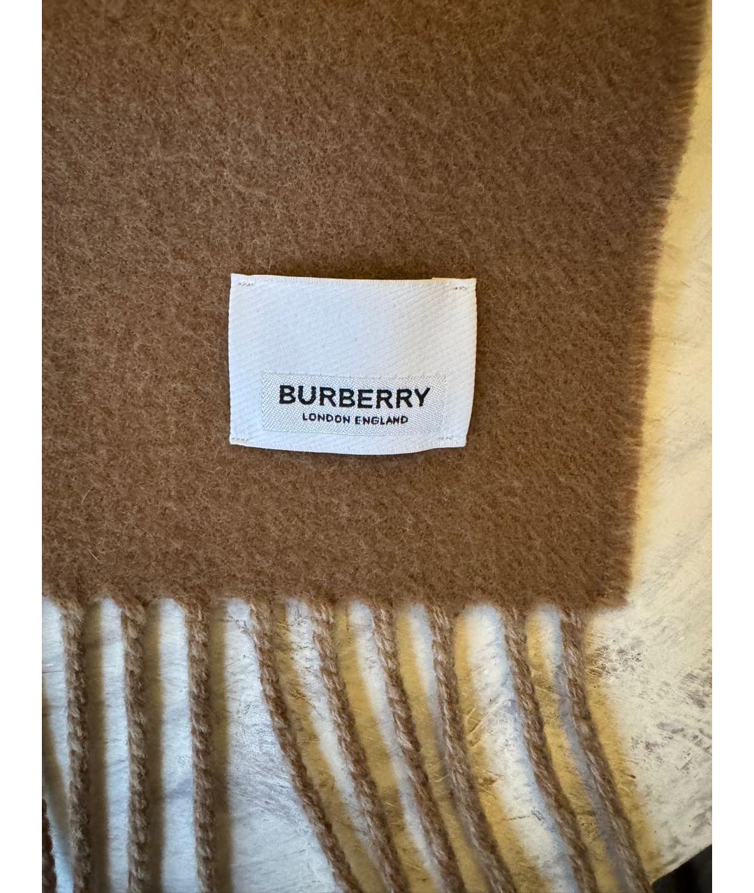 BURBERRY Бежевый шерстяной шарф, фото 3