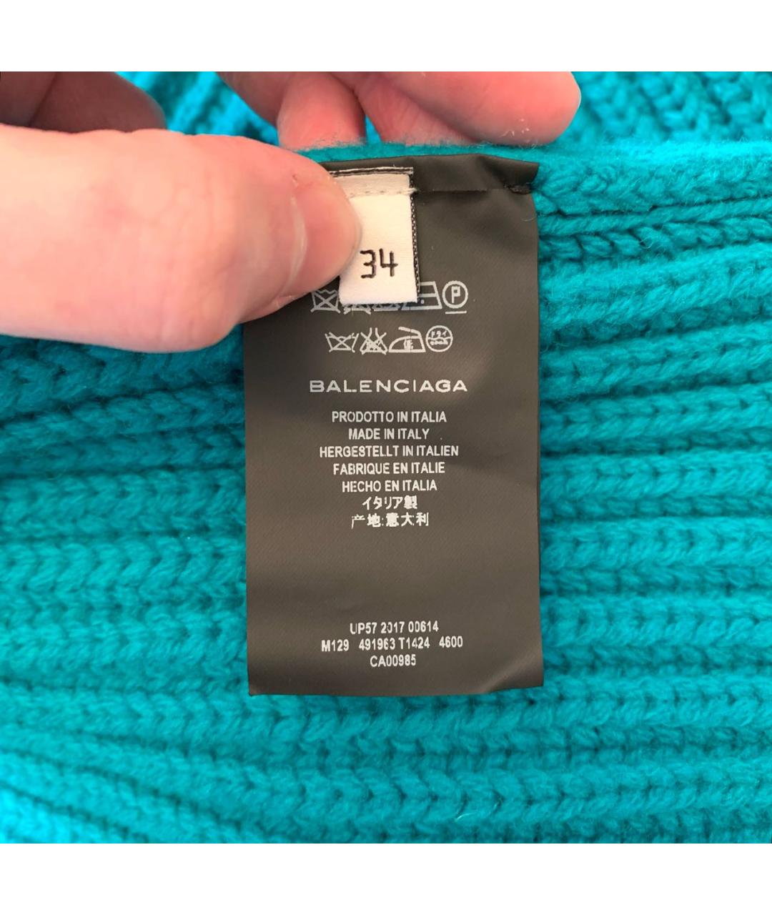 BALENCIAGA Бирюзовый шерстяной джемпер / свитер, фото 6