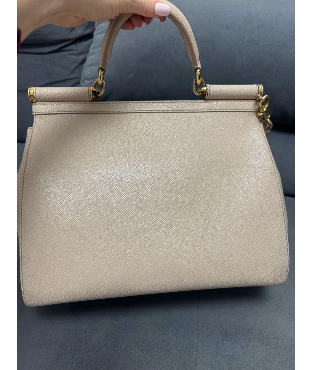 DOLCE&GABBANA Бежевая кожаная сумка через плечо, фото 6