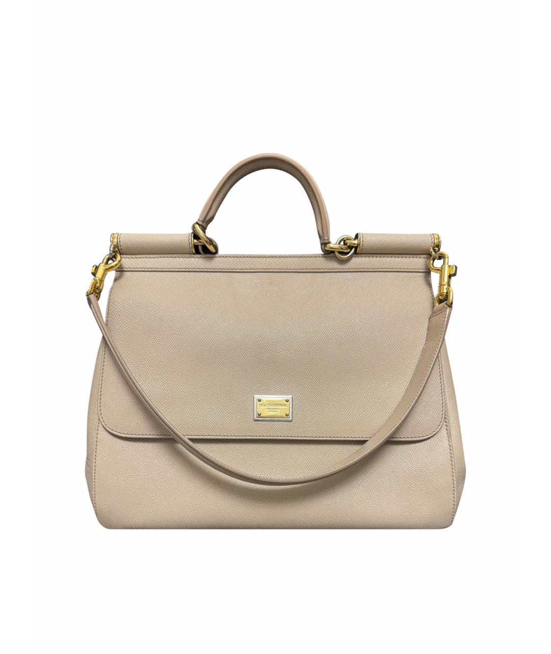 DOLCE&GABBANA Бежевая кожаная сумка через плечо, фото 1