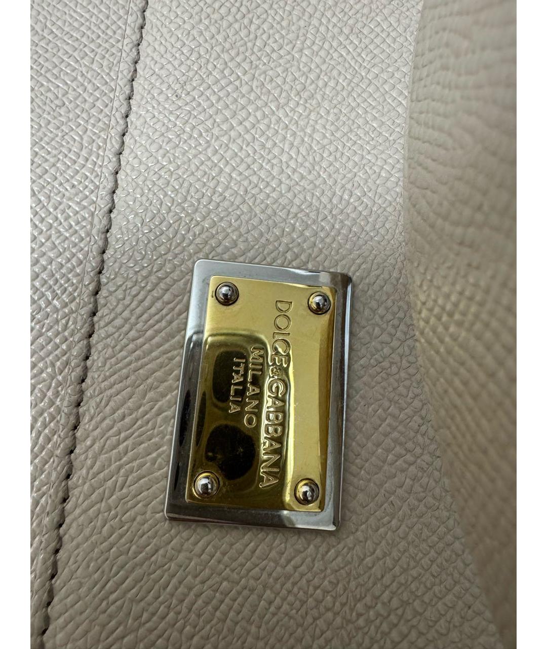 DOLCE&GABBANA Бежевая кожаная сумка через плечо, фото 4