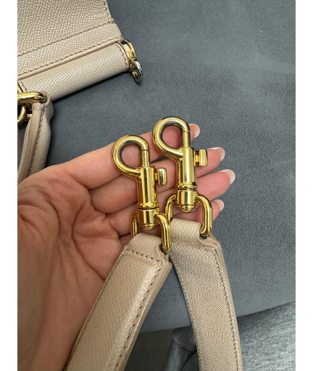 DOLCE&GABBANA Бежевая кожаная сумка через плечо, фото 2