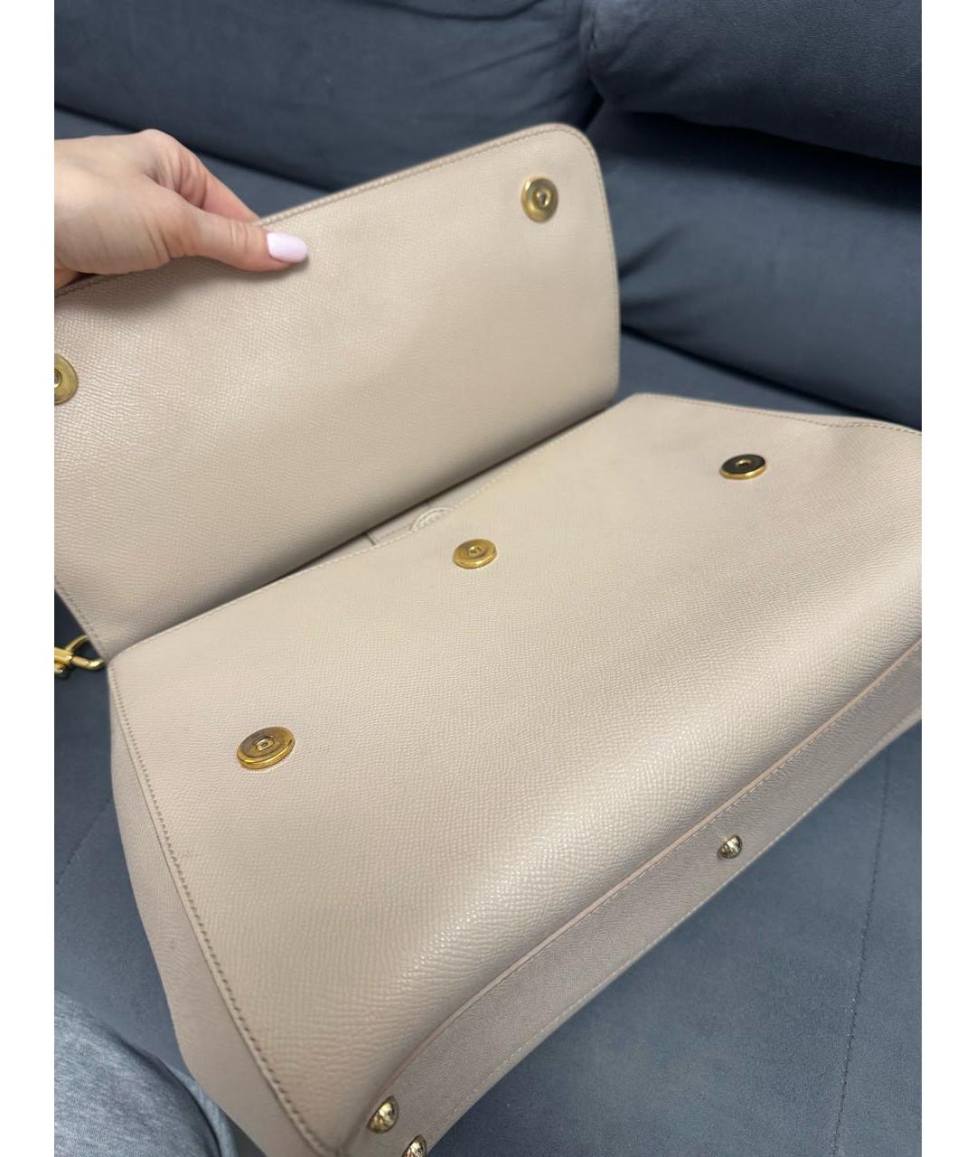 DOLCE&GABBANA Бежевая кожаная сумка через плечо, фото 3