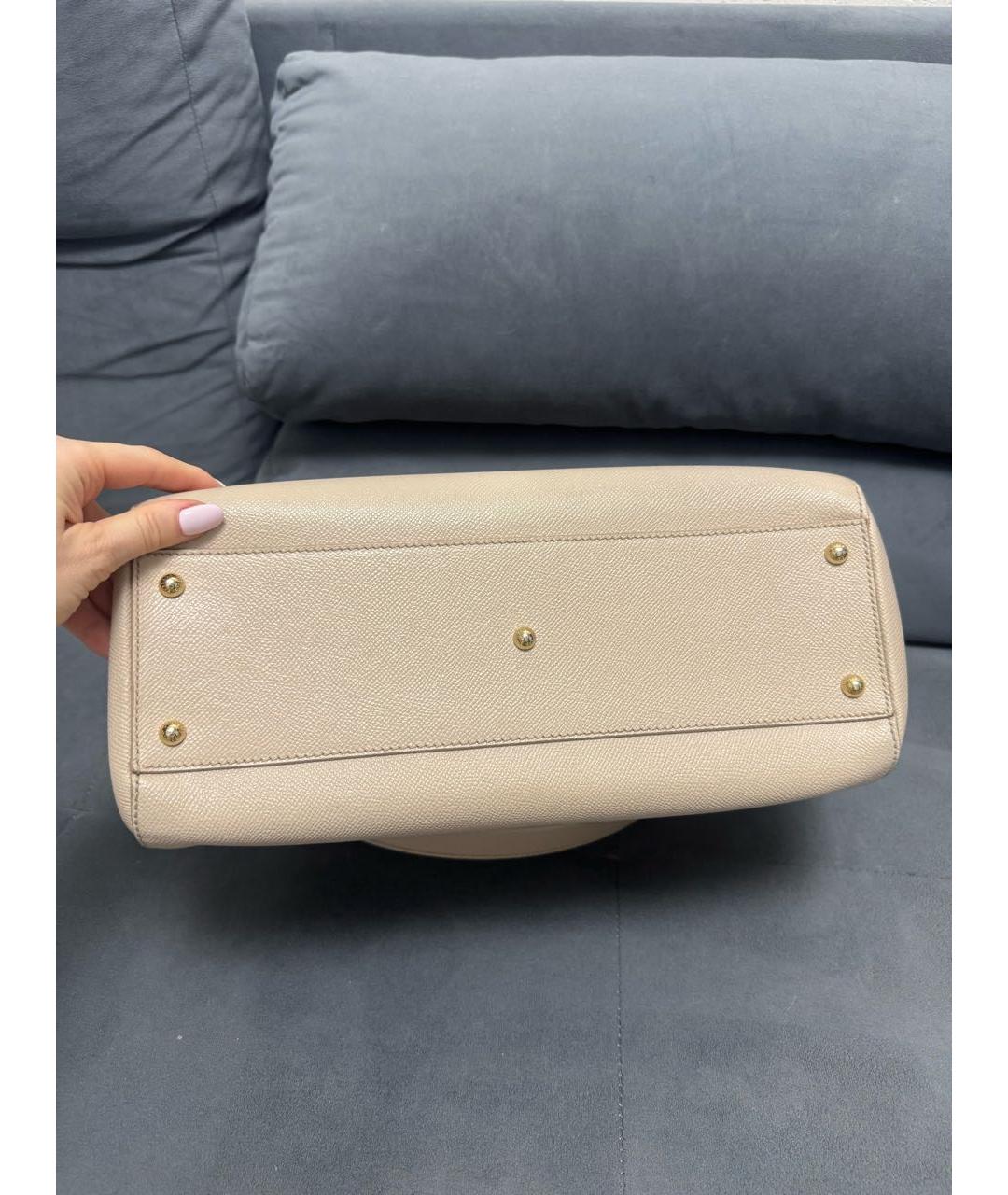 DOLCE&GABBANA Бежевая кожаная сумка через плечо, фото 5
