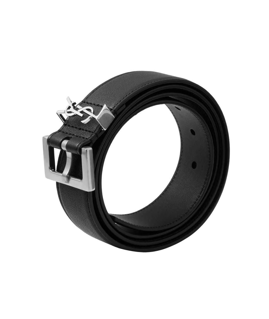 SAINT LAURENT Черный кожаный ремень, фото 3