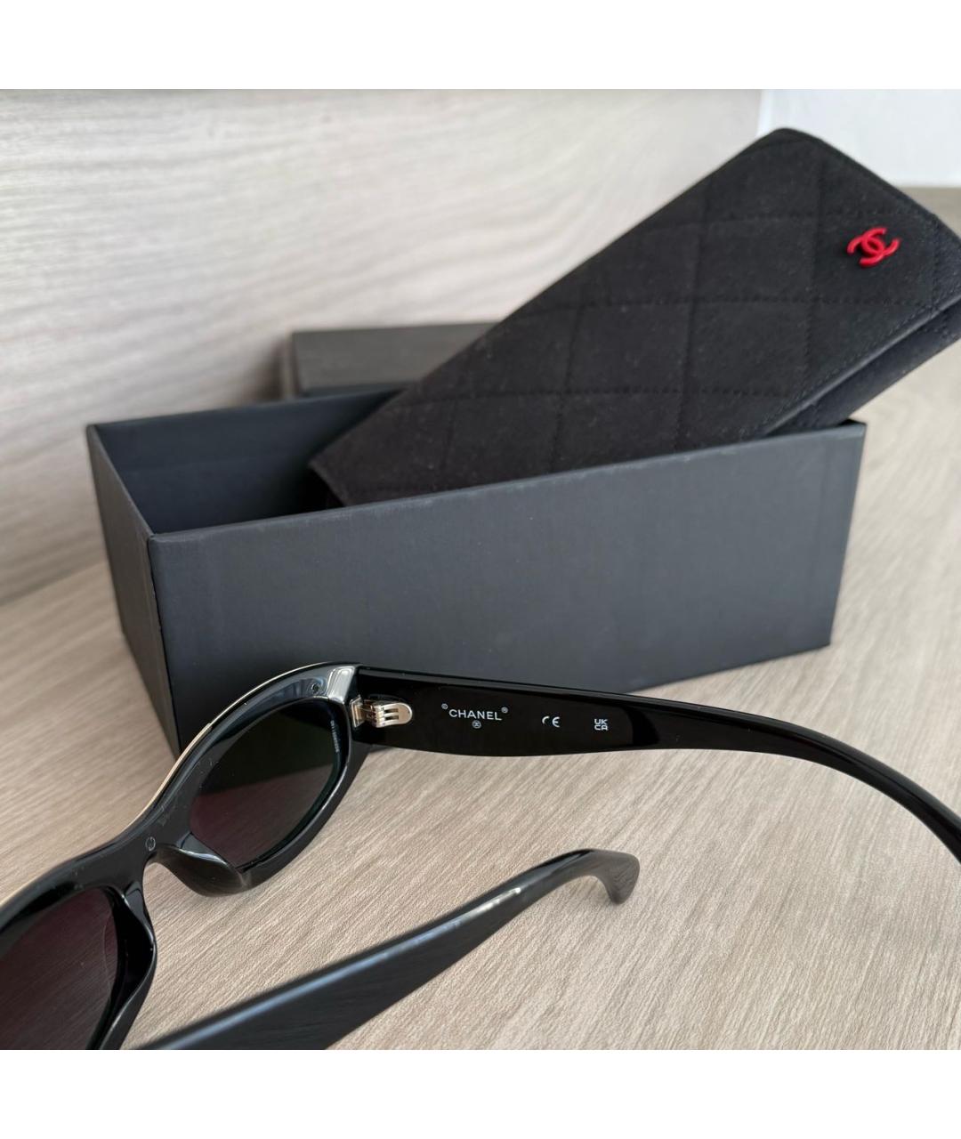 CHANEL Черные пластиковые солнцезащитные очки, фото 4