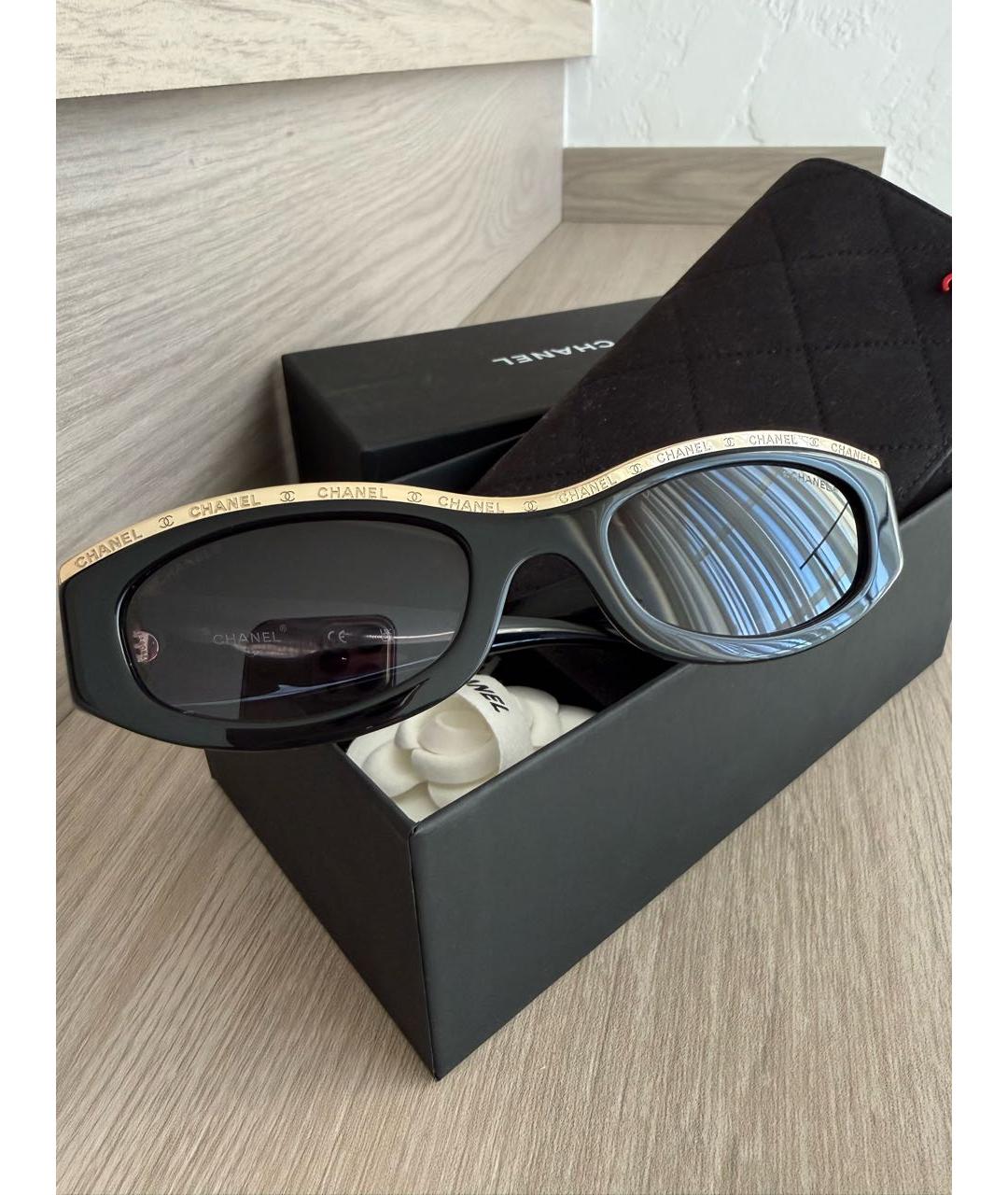CHANEL Черные пластиковые солнцезащитные очки, фото 2