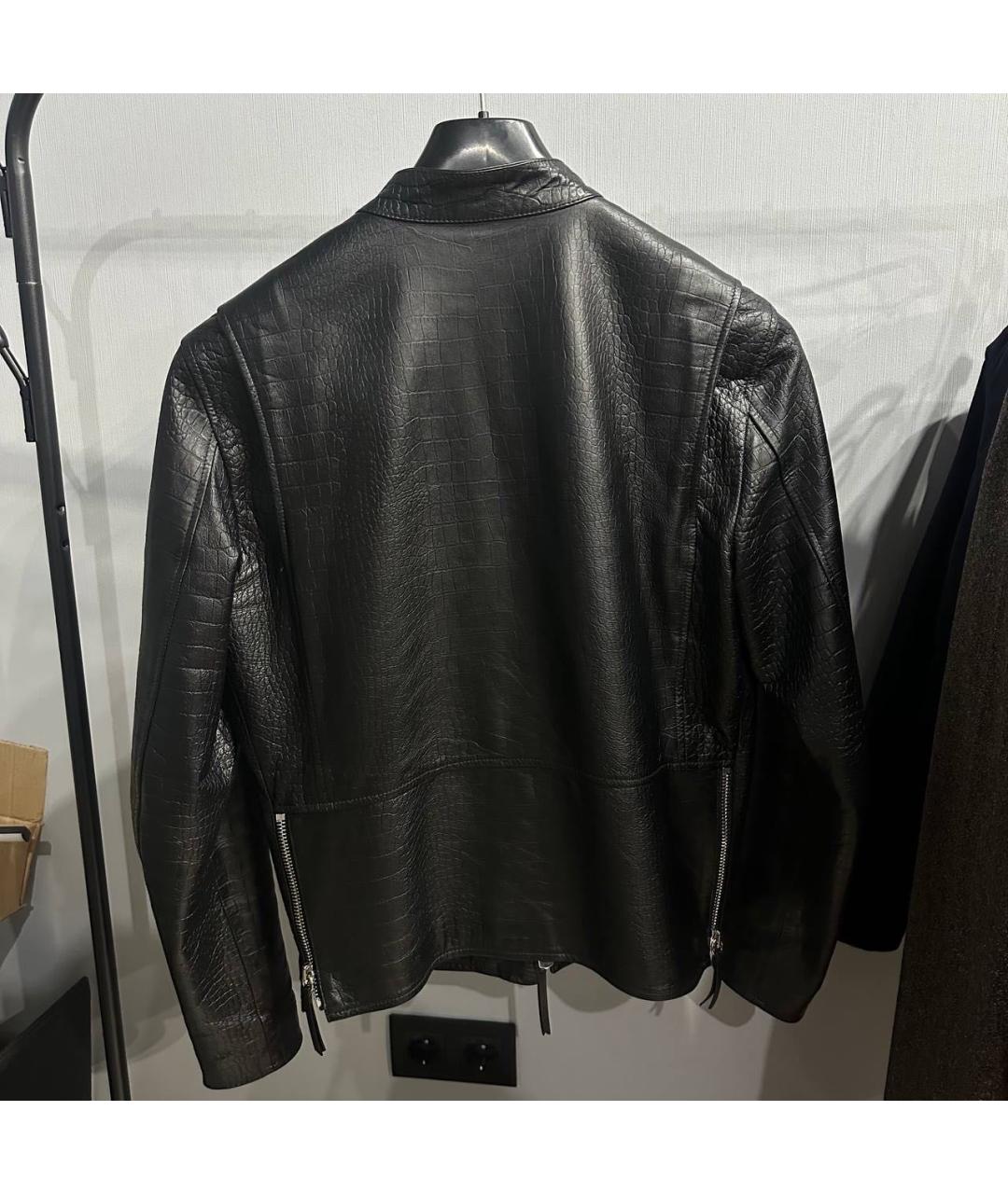 GIUSEPPE ZANOTTI DESIGN Черная кожаная куртка, фото 2