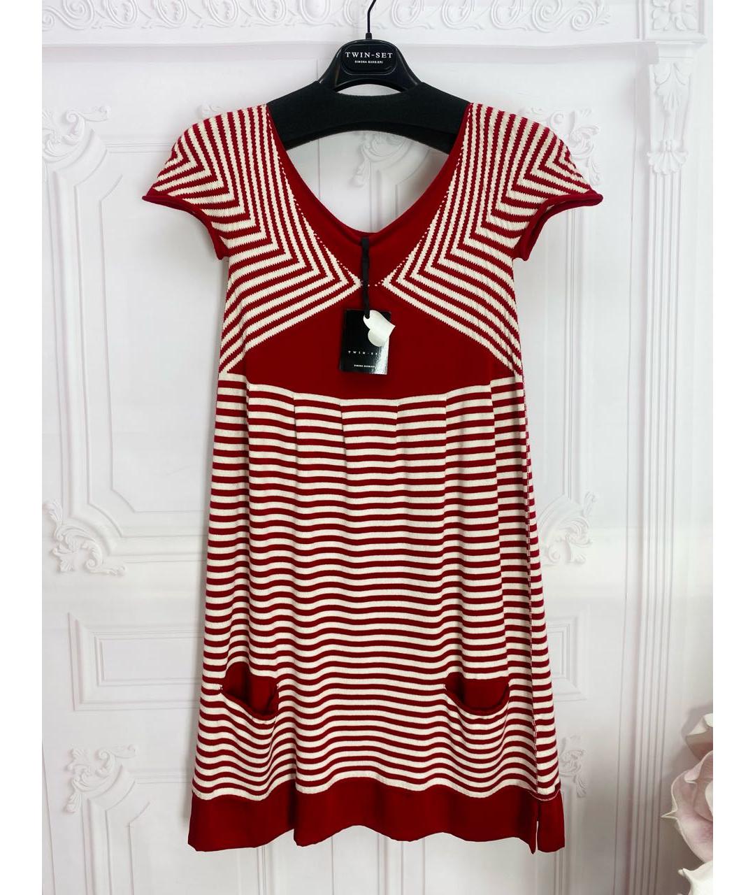 TWIN-SET Красное вискозное повседневное платье, фото 5
