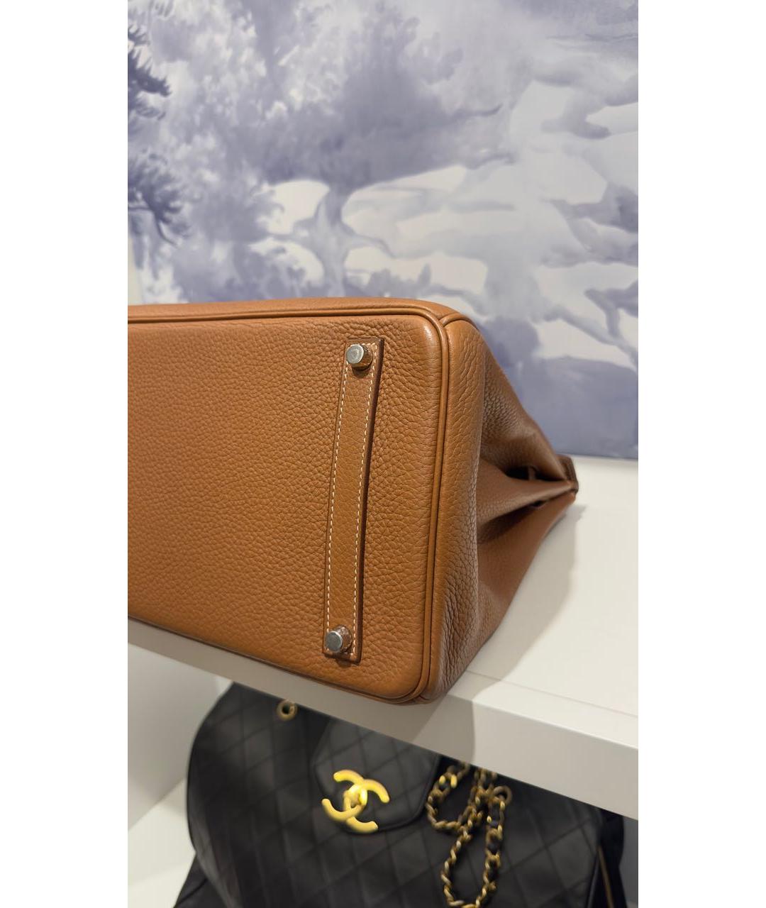 HERMES Коричневая кожаная сумка с короткими ручками, фото 7