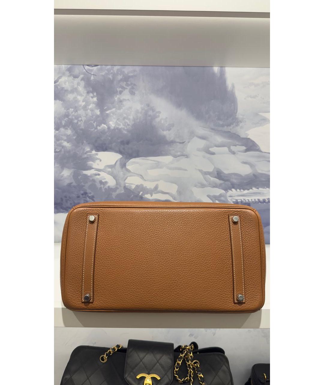 HERMES Коричневая кожаная сумка с короткими ручками, фото 2