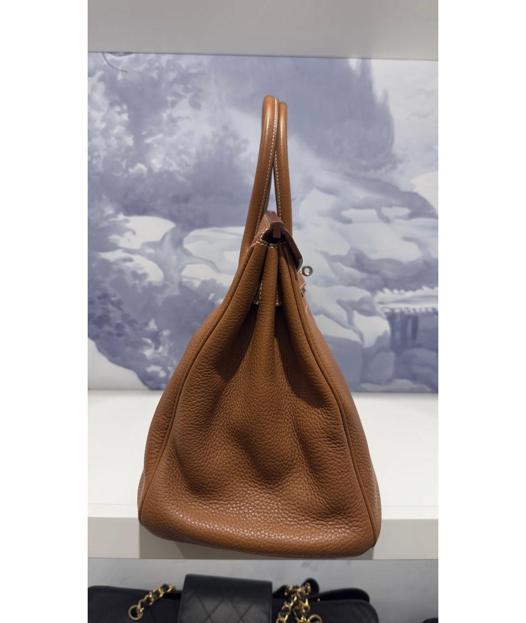 HERMES Коричневая кожаная сумка с короткими ручками, фото 4