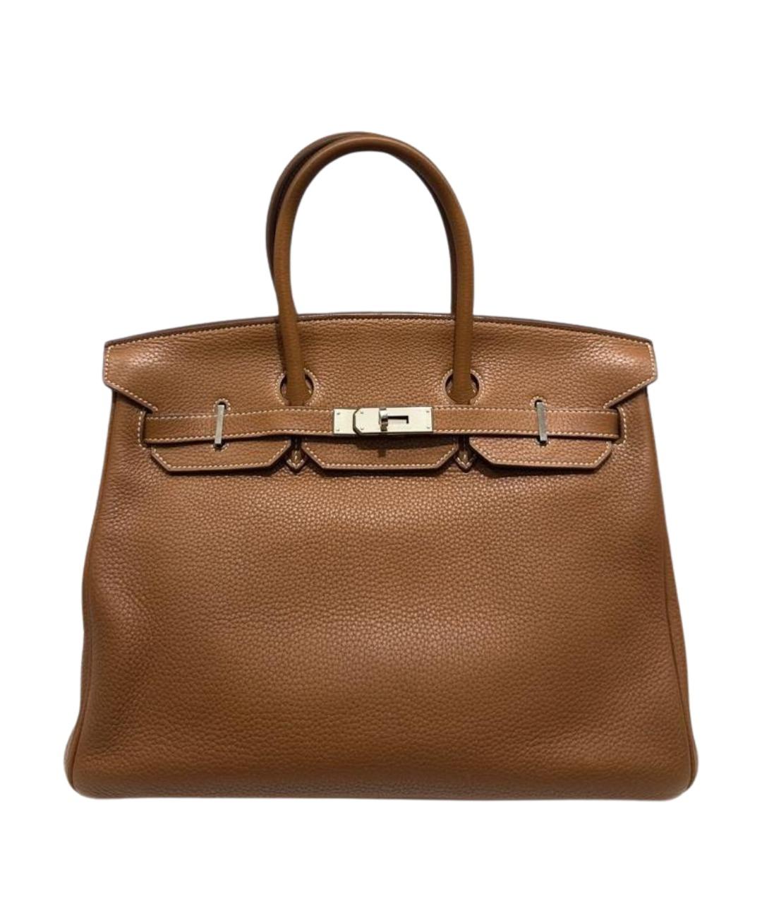 HERMES Коричневая кожаная сумка с короткими ручками, фото 1