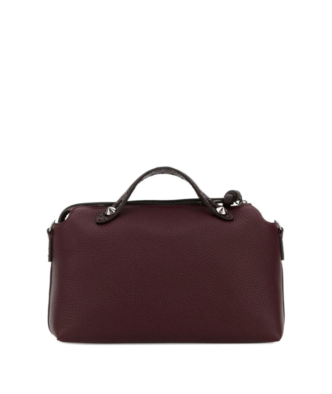 FENDI Бордовая кожаная сумка с короткими ручками, фото 2