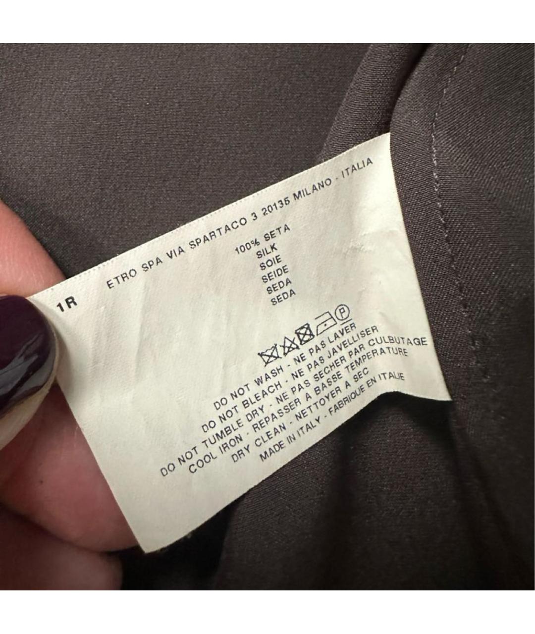 ETRO Коричневая шелковая блузы, фото 4