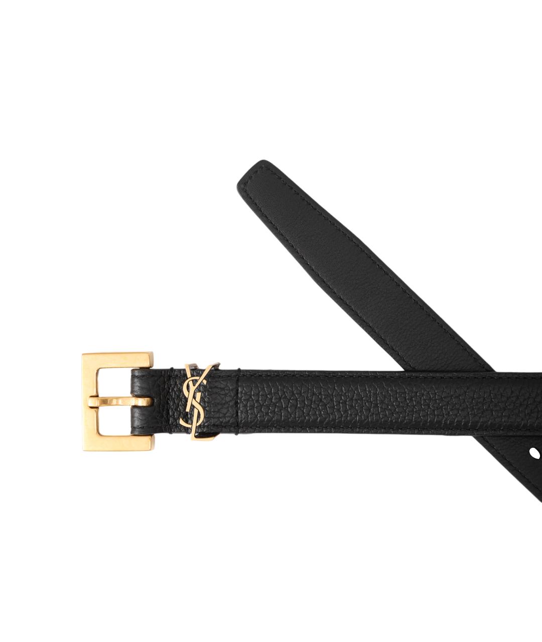 SAINT LAURENT Черный кожаный ремень, фото 4