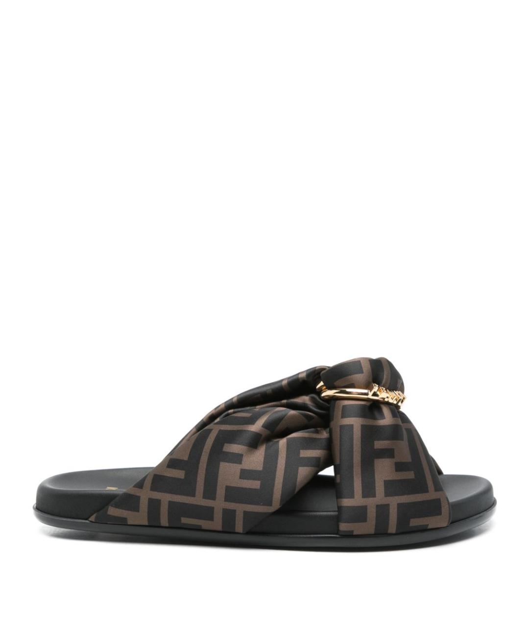 FENDI Коричневые синтетические сандалии, фото 1
