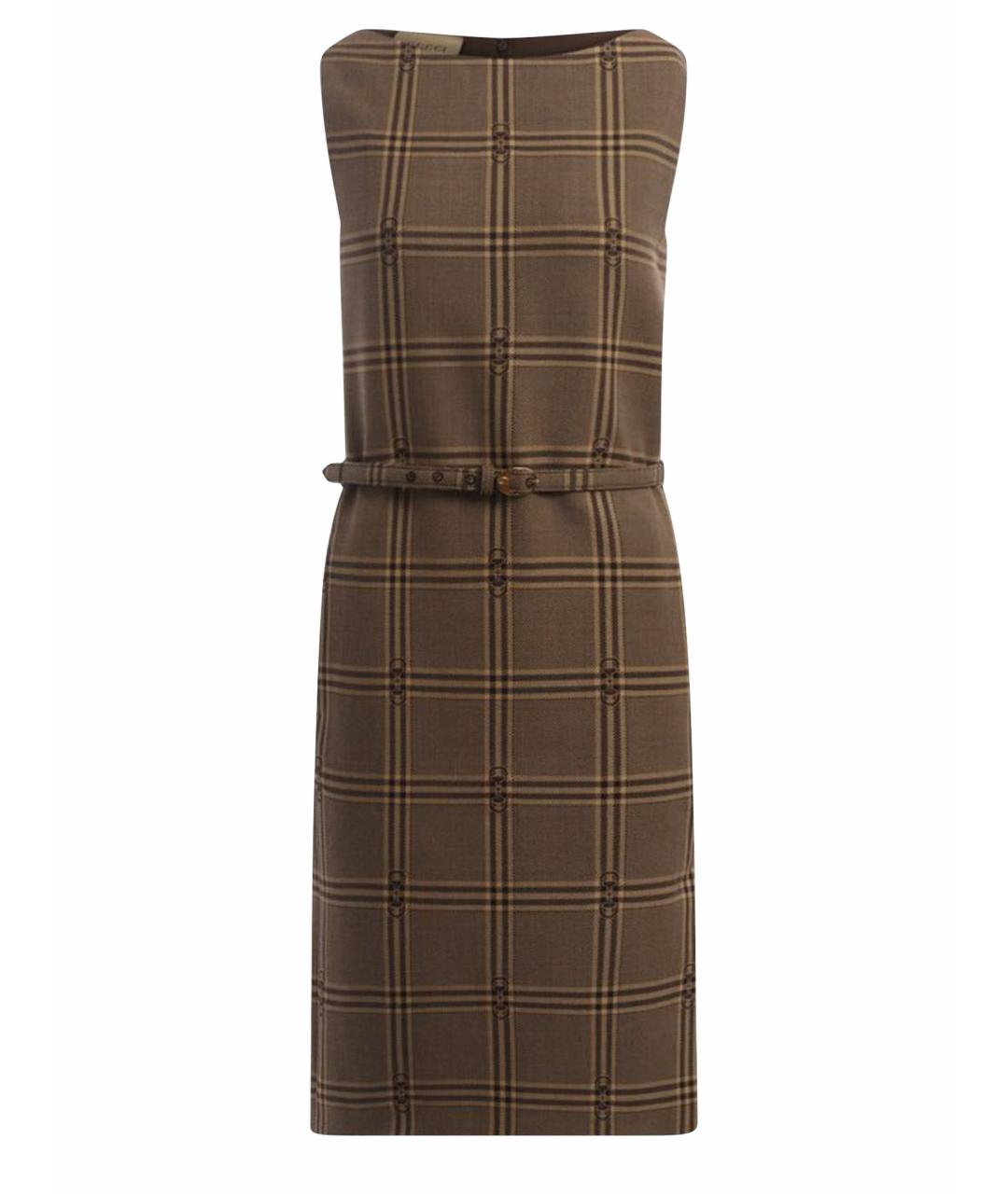 GUCCI Коричневое шерстяное повседневное платье, фото 1