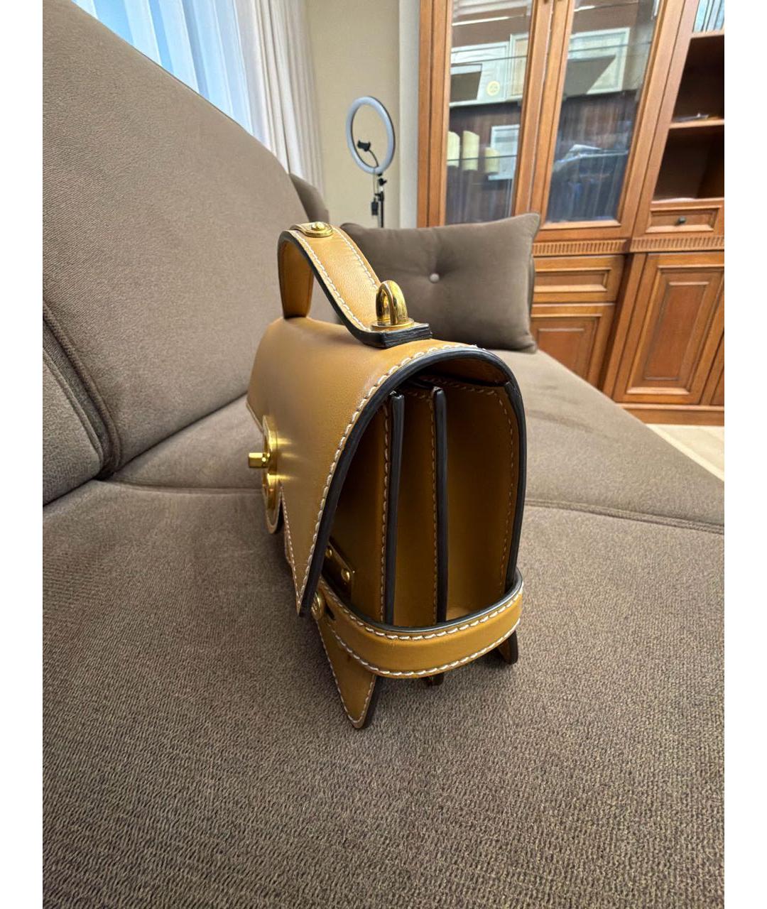 BALMAIN Коричневая кожаная сумка с короткими ручками, фото 2