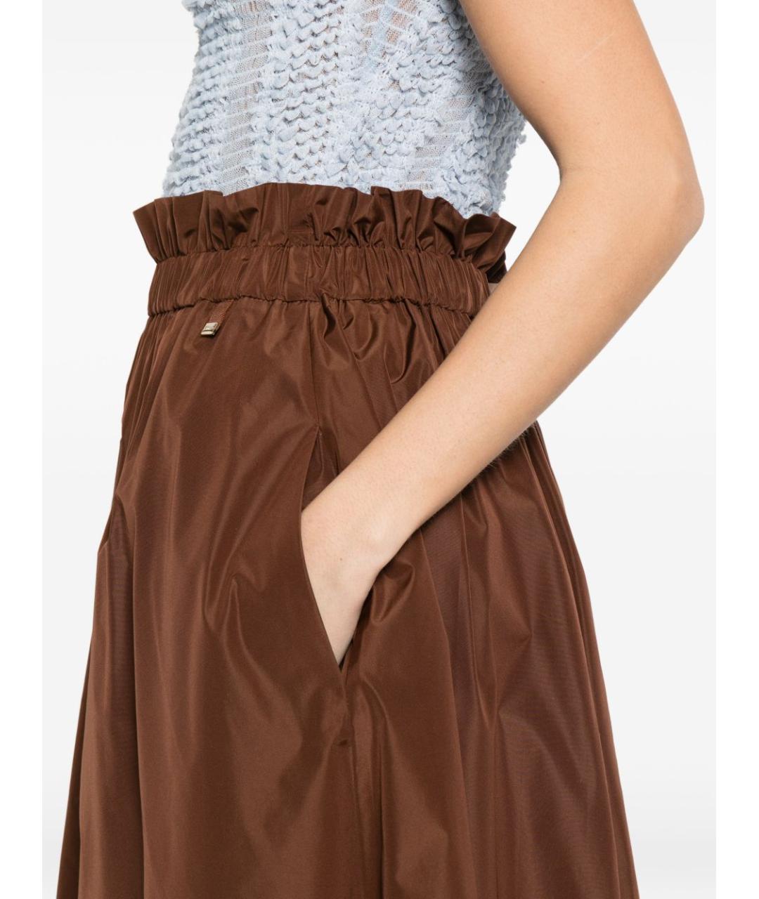 HERNO Коричневая полиэстеровая юбка макси, фото 3