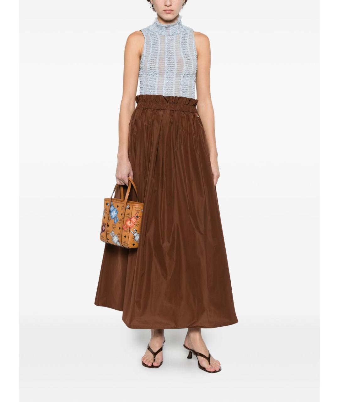 HERNO Коричневая полиэстеровая юбка макси, фото 4